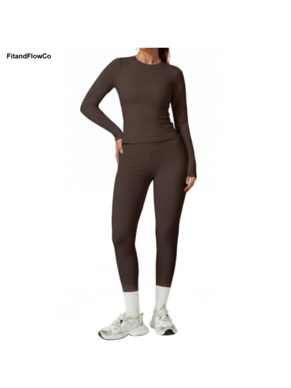 Women's Workout Set Long Sleeve Shirt High Waist Seamless Leggings